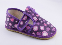 Barefoot prezuvky Beda - užší typ fialové kvietko, 00